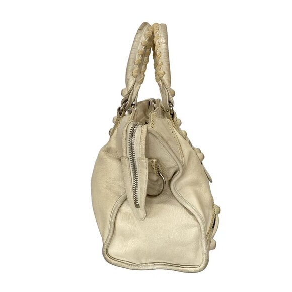 Auth BALENCIAGA The Giant Brogues City Cream Leather Handba - Picture 4 of 14